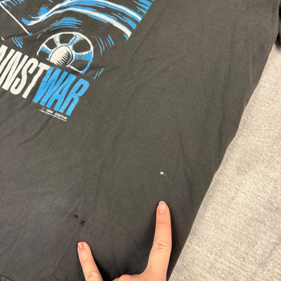 KMFDM Shirt Mens XL Black Vintage 1996 A Drug Against War Band Rock Double Sided - Picture 6 of 15